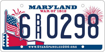 MD license plate 6BH0298
