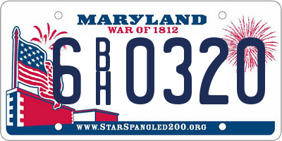 MD license plate 6BH0320