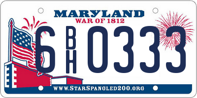 MD license plate 6BH0333