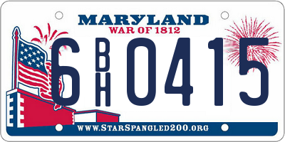 MD license plate 6BH0415