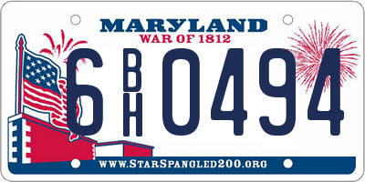 MD license plate 6BH0494