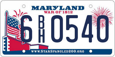 MD license plate 6BH0540