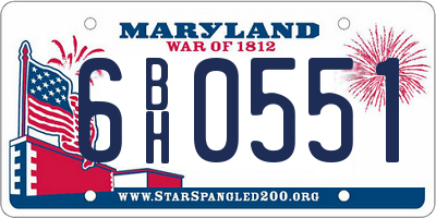 MD license plate 6BH0551