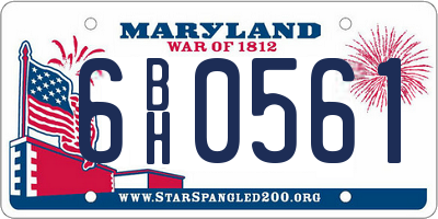 MD license plate 6BH0561