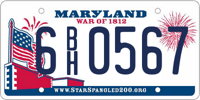 MD license plate 6BH0567