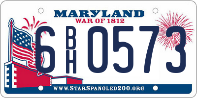 MD license plate 6BH0573