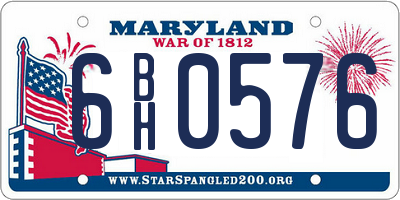 MD license plate 6BH0576