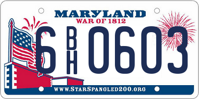 MD license plate 6BH0603