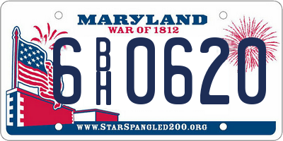 MD license plate 6BH0620