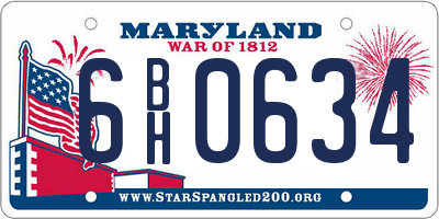 MD license plate 6BH0634