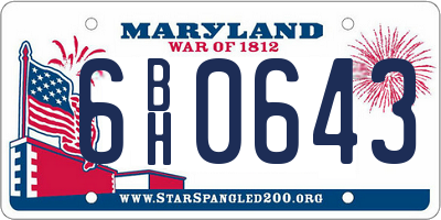 MD license plate 6BH0643