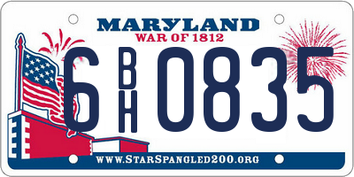 MD license plate 6BH0835