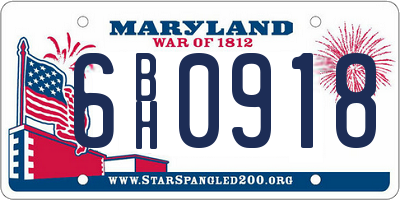 MD license plate 6BH0918