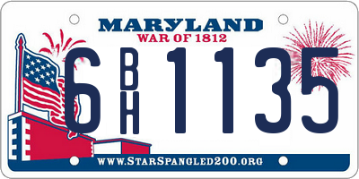 MD license plate 6BH1135