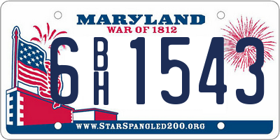 MD license plate 6BH1543
