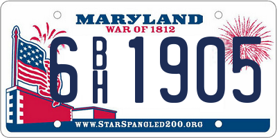 MD license plate 6BH1905