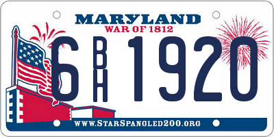 MD license plate 6BH1920
