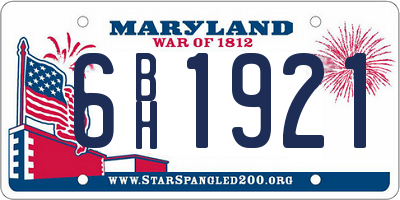 MD license plate 6BH1921