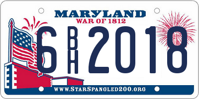MD license plate 6BH2018