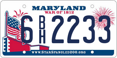 MD license plate 6BH2233