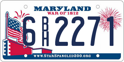 MD license plate 6BH2271