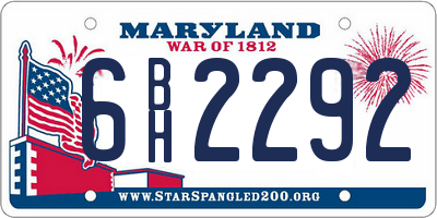 MD license plate 6BH2292