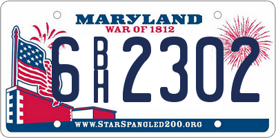 MD license plate 6BH2302