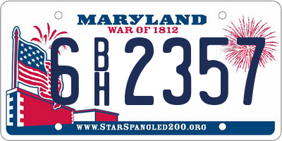 MD license plate 6BH2357
