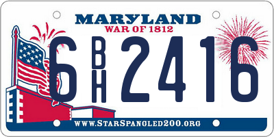 MD license plate 6BH2416