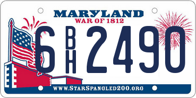 MD license plate 6BH2490