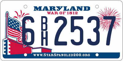 MD license plate 6BH2537
