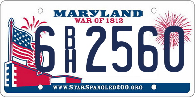 MD license plate 6BH2560