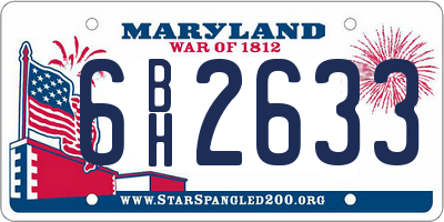 MD license plate 6BH2633