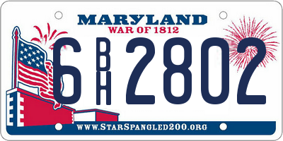 MD license plate 6BH2802