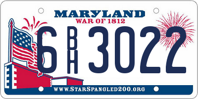MD license plate 6BH3022
