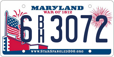 MD license plate 6BH3072