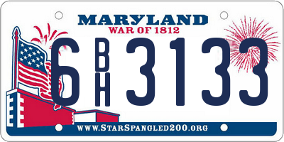 MD license plate 6BH3133