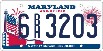 MD license plate 6BH3203