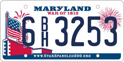 MD license plate 6BH3253