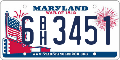 MD license plate 6BH3451