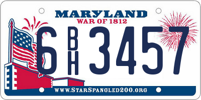 MD license plate 6BH3457
