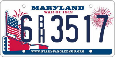 MD license plate 6BH3517