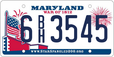 MD license plate 6BH3545