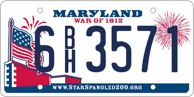 MD license plate 6BH3571