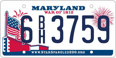 MD license plate 6BH3759