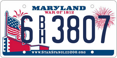 MD license plate 6BH3807