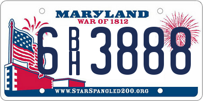 MD license plate 6BH3888