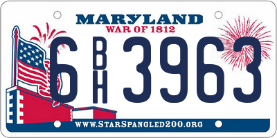 MD license plate 6BH3963