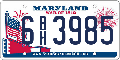 MD license plate 6BH3985