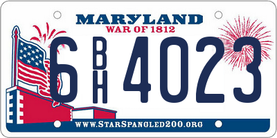MD license plate 6BH4023
